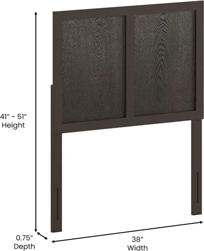Vista 3 de Flash Furniture Oliver Cabecera de madera tamaño individual, cabecera de dos paneles en color marrón oscuro
