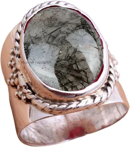 Vista 15 de Anillo de plata de ley 925 con piedras preciosas ovaladas auténticas, hecho a mano, hermoso regalo de Navidad para ella
