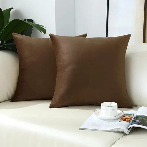 Vista 11 de mixeoo Comfy - Juego de 2 fundas de almohada decorativas de terciopelo grueso sólido y grueso, súper suaves, decoración del hogar para sofá, sala