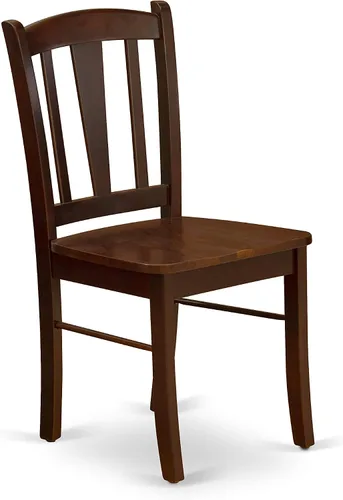 Vista 6 de East West Furniture ANDL3-MAH-W Juego de mesa y sillas de cocina de 3 piezas contiene una mesa de comedor redonda con pedestal y 2 sillas
