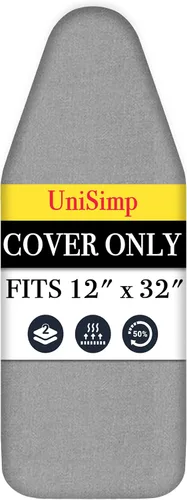 Vista 13 de UniSimp Funda y almohadilla para tabla de planchar de 15 x 54 pulgadas, algodón natural extra grueso, acolchado resistente a las manchas y a
