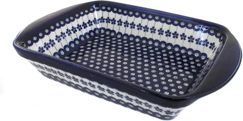 Vista 10 de Blue Rose Polish Pottery - Panadero rectangular grande con asas de tulipán azul, 11.5 x 9.25 pulgadas, único, apto para lavavajillas y duradero