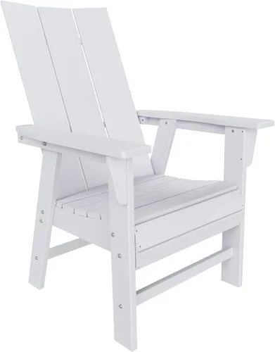 Vista 15 de HDPE Shoreside Modern Curveback Adirondack Silla de comedor, color negro
