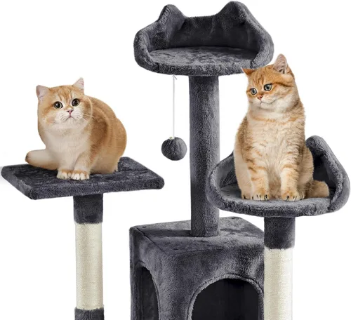 Vista 5 de Topeakmart Árbol de gato de 72 pulgadas para gatos de interior, torre de escalada de varios niveles con postes rascadores, 3 perchas, centro