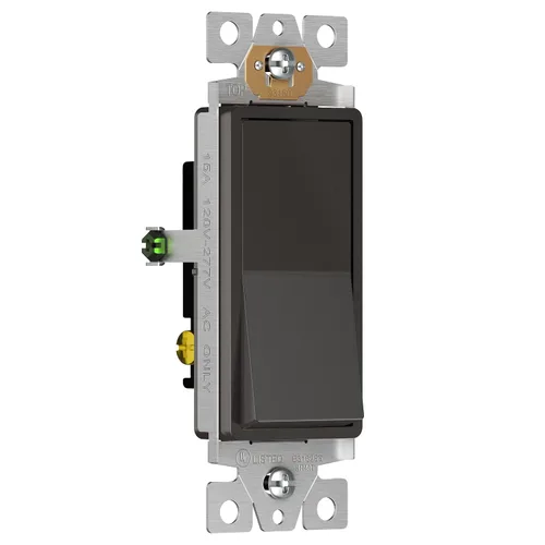Vista 2 de ENERLITES Interruptor de luz de paleta decorativa de 3 vías, acabado brillante, un solo polo o tres vías, 3 cables, tornillo de puesta a tierra