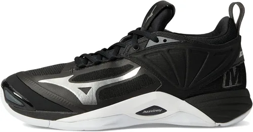 Vista 4 de Mizuno 2 Wave Momentum - Tenis de voleibol para mujer 9 0900, color negro y plateado