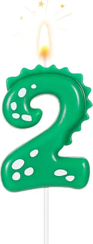 Vista 11 de Velas con números de cumpleaños, velas de dinosaurio de 2.8 pulgadas, velas de cumpleaños para tartas, velas de dinosaurio, decoración de fiestas