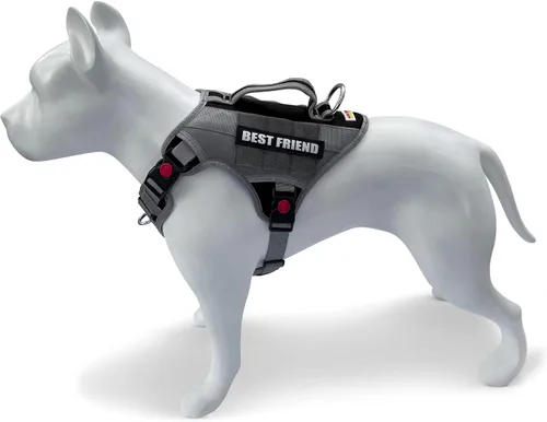 Vista 3 de Albcorp - Chaleco arnés táctico para perro – chaleco para perro de servicio sin acción tirante – con gancho extraíble reflectante y parches