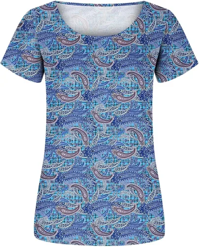 Vista 3 de Stessotudo Fashion Casual Tunic Tops for Women Crewneck Short Sleeve Long Blouse Floral Print Loose Fit Summer Flowy Shirts