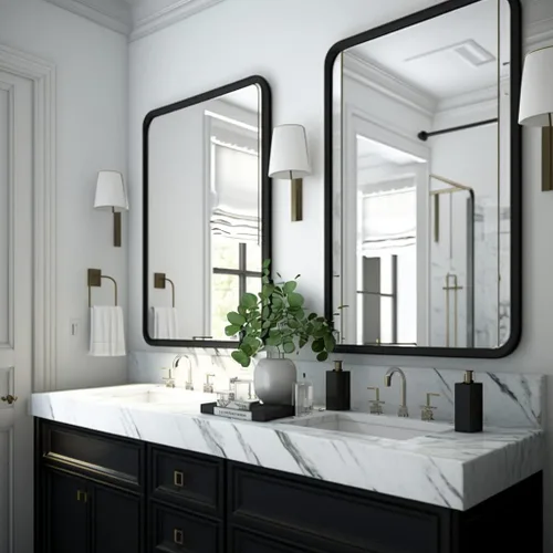 Vista 22 de USHOWER Espejo de baño negro para sobre el fregadero, 22 x 30 pulgadas, espejo rectangular negro mate para pared, espejo de tocador con marco
