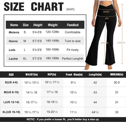 Vista 6 de Pantalones de yoga con corte de bota para mujer, leggings acampanados para mujer, cintura alta, cruzada, entrenamiento, descanso, pantalones