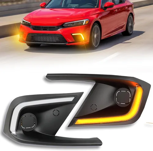 Vista 9 de Reflectores LED rojos para parachoques trasero, luces antiniebla, de freno, de cola, de señal de giro, plug and play, compatibles con Honda CIVIC