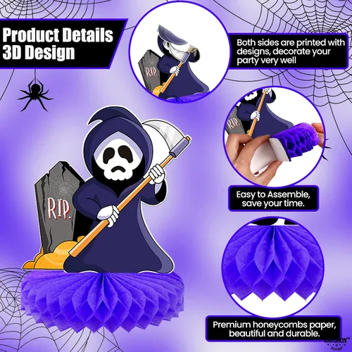 Vista 3 de KatchOn, Centros de mesa de Halloween para mesas, paquete de 9, decoraciones de fiesta de cumpleaños de Halloween para niños, centros de mesa