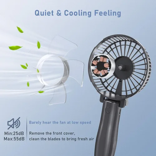 Vista 5 de FARADAY Ventilador de mano personal de 4800 mAh, ventilador de refrigeración de viaje, potentes ventiladores portátiles pequeños, ventilador de mesa