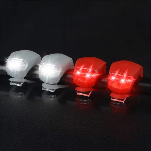 Vista 2 de Malker Luz de Bicicleta Delantera y Trasera Juego de Luces LED de Silicona para Bicicleta - Faro Delantero y Luz Trasera de Bicicleta, Impermeables
