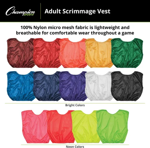 Vista 3 de Champion Sports Chaleco de malla unisex para adultos, regular y numerado (jóvenes y adultos), paquete de 12