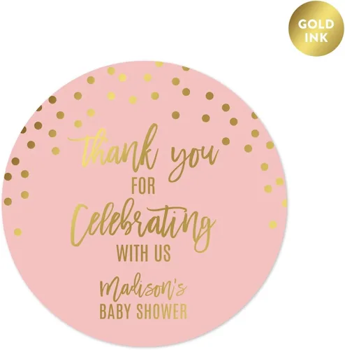 Vista 13 de Andaz Press Blush Rosa y Metallic Gold Confeti Lunares Baby Shower Party Collection Banderín colgante con cuerda, Baby Shower, 5 pies, 1 juego