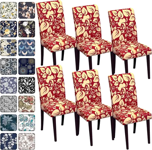 Vista 20 de Fundas para sillas de comedor CoSofSLIP, juego de 2, fundas estampadas elásticas antideslizantes, fundas extraíbles y lavables para sillas