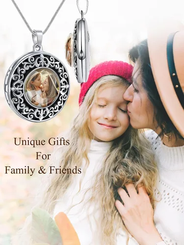 Vista 6 de Farfume Collar de fotos personalizado, joyería de 2 fotos, hermoso colgante para mujeres y hombres, No es una piedra preciosa