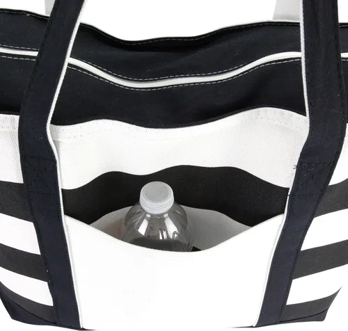Vista 8 de DALIX - Bolsa de playa a rayas para mujer, diseño de rayas, color negro