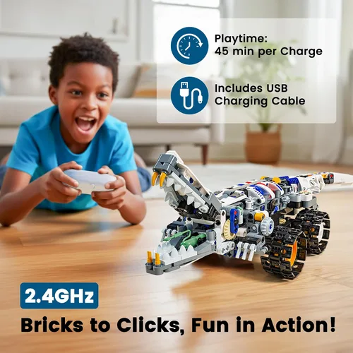 Vista 4 de Kit de construcción de robot STEM 3 en 1, aplicación y kit de robótica de control remoto