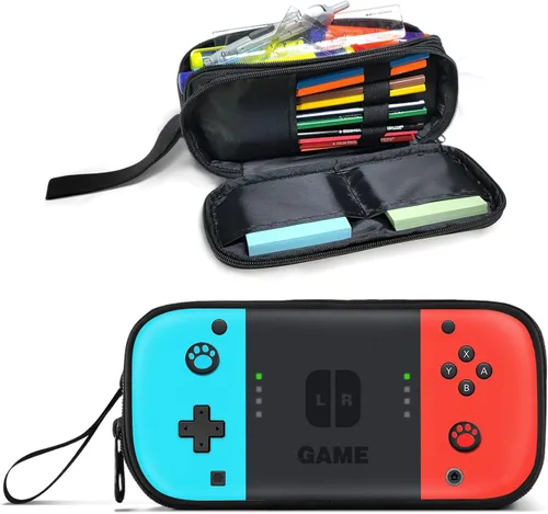 Vista 10 de Estuche para lápices gamer para niños, estuche grande para niños, adolescentes, escuela, caja de bolígrafos de gran capacidad, organizador con 2