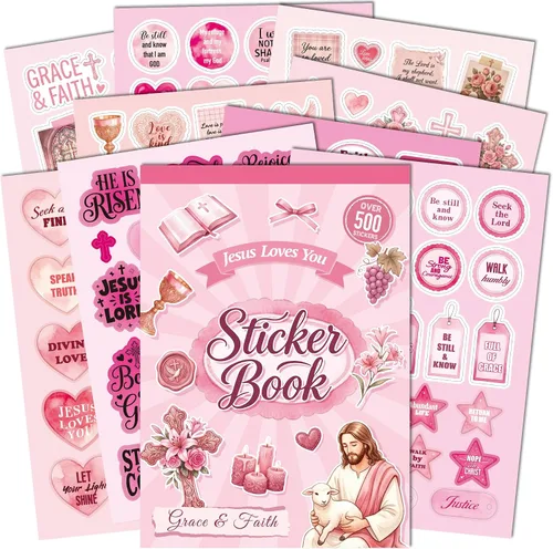 Vista 2 de Más de 500 calcomanías cristianas de Jesús para mujeres, calcomanías