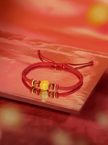 Vista 3 de ZHOU LIU FU 24K Solid Gold Bracelet Luck Fish Real Gold Charm Bracelet Adjustable Jewelry Braided Bracelet for Women Teens Girls