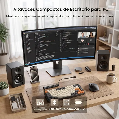 Vista 2 de Altavoces de computadora alimentados para PC de escritorio y Negro
