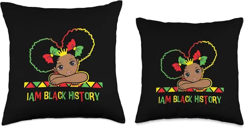 Vista 3 de I am Black History Little Girl Afro Love African Black History Month Shirt Cute Girls I am African American Throw Pillow, 16x16, Multicolor