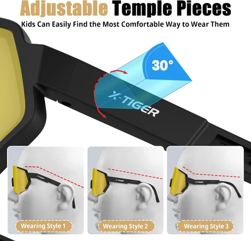 Vista 4 de X-TIGER Gafas de sol polarizadas de béisbol para jóvenes, UV400, para niños, niñas de 8 a 12 años, para sóftbol, ciclismo, deportes