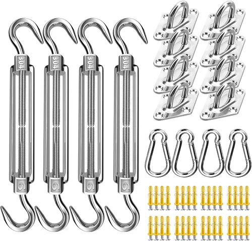 Vista 9 de Kit de accesorios para vela de sombra de 80 piezas, kit de accesorios de sombra de sol de 5 pulgadas de acero inoxidable 304 de grado marino súper