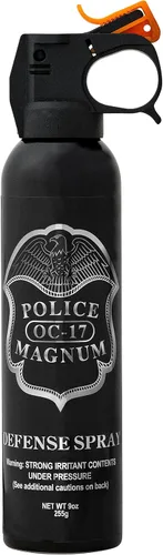 Vista 10 de Police Magnum Gran spray de pimienta para defensa personal – Táctica máxima fuerza seguridad y protección – Bote de fuego portátil negro – Fabricado