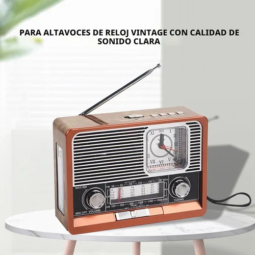 Vista 9 de Radio vintage multifuncional AM FM SW banda reloj linterna retroaltavoz con linterna LED, función de reloj, aspecto vintage para el hogar viajes