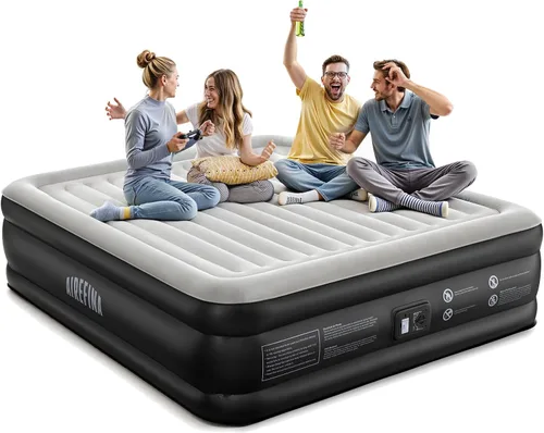 Vista 8 de Airefina Colchón de aire Queen con bomba incorporada, colchón inflable elevado cómodo con bolsa de transporte, cama de aire probada de fugas de 48