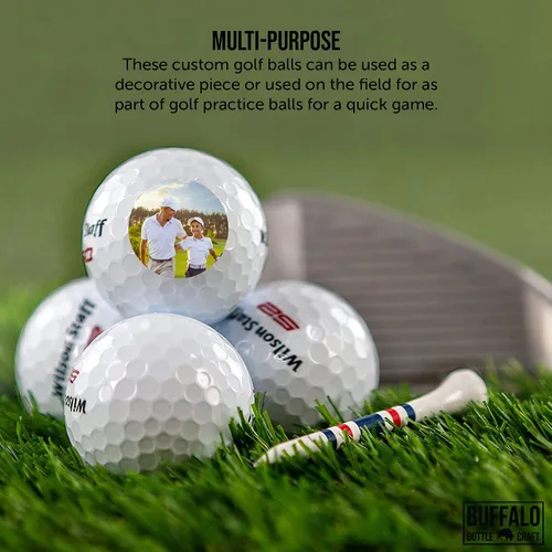 Vista 4 de Wilson Fifty Fifty Pelotas de golf personalizadas, manga de 3, añade tu foto o logotipo, diseños personalizados para hombres y mujeres, regalos