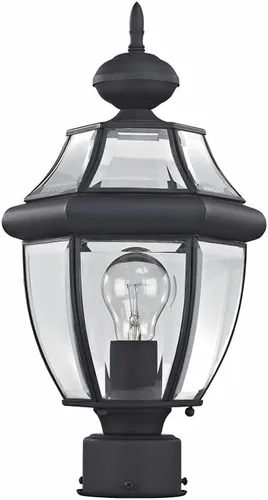 Vista 5 de Livex Lighting 2153-03 Poste para exteriores con pantallas de vidrio biselado transparente, color blanco Persianas de vidrio biselado transparente