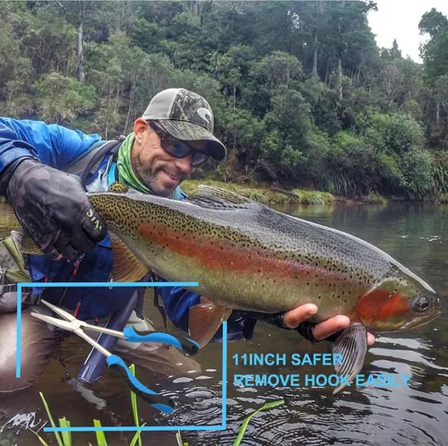 Vista 2 de Alicates de pesca de punta larga Herramientas de extracción de gancho de 11 pulgadas (NiFe-Azul Negro)