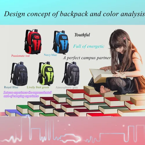 Vista 2 de Mochila escolar deportiva para niños con bloqueo de color, mochila escolar intermedia, mochila para estudiantes de primaria para niñas y niños