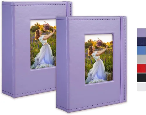 Vista 28 de Álbum de fotos pequeño de 4 x 6 pulgadas, 100 bolsillos con espacio de escritura, cubierta de cuero, libro de fotos con capacidad para fotos de 4 x