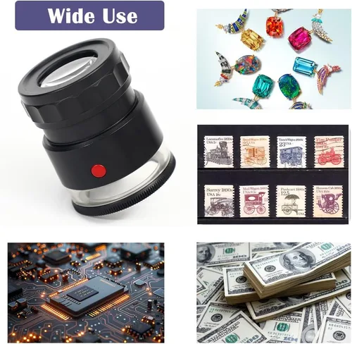 Vista 5 de Lupa de lupa 10X, lupa de joyería con luz LED y escala, lupa 10X para gemas, monedas, sellos