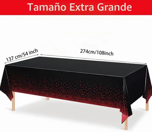 Vista 2 de Breling - Mantel de plástico para mesa (3 unidades), color negro y rojo