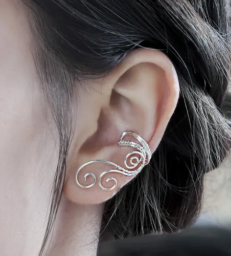 Vista 3 de Aretes de oreja de elfo, aretes de OwMell sin perforaciones, hipoalergénicos, hechos a mano, disfraz de fantasía