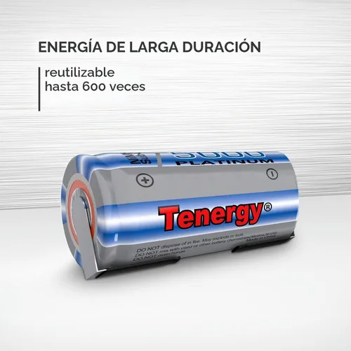 Vista 5 de Tenergy Batería recargable NiMH SubC de 5000 mAh con parte superior plana (con pestañas), paquete de 10