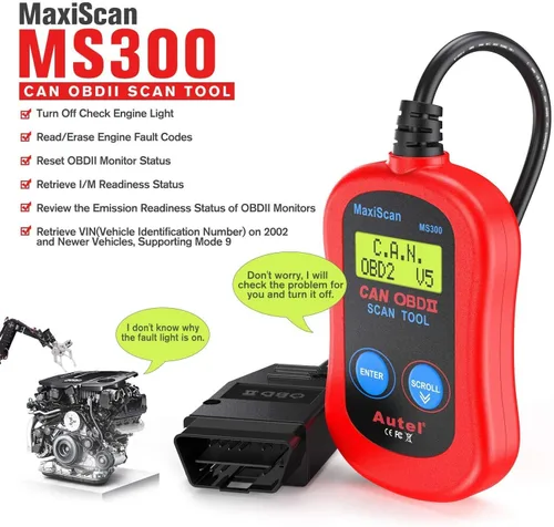 Vista 2 de Herramienta de exploración de diagnóstico MaxiScan MS300 CAN de Autel, para los vehículos de OBDII