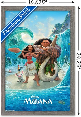 Vista 3 de Trends International Disney Moana - Póster de pared con suelo oceánico, 22.4 pulgadas de largo x 14.7 pulgadas, versión enmarcada en madera