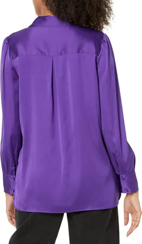 Vista 2 de The Drop Women's Standard Lucyswhims Long-Sleeve Button Down Stretch Satin Shirt