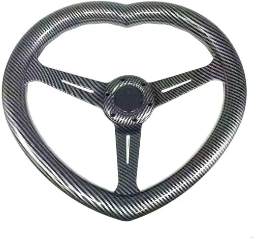 Vista 5 de Volante en forma de corazón negro del ABS universal del volante del estilo de la fibra de carbono
