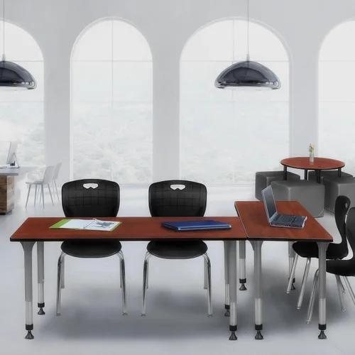 Vista 27 de Regency Kee - Juego de mesa de aula ajustable en altura con dos sillas Andy de 18 pulgadas, 60 x 30 pulgadas, cereza/negro Cerezo/Negro
