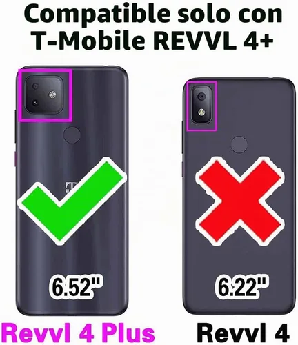 Vista 2 de Asuwish Funda para teléfono T-Mobile Revvl 4 Plus con protector de pantalla de vidrio templado y cubierta de celda híbrida a prueba de golpes Negro